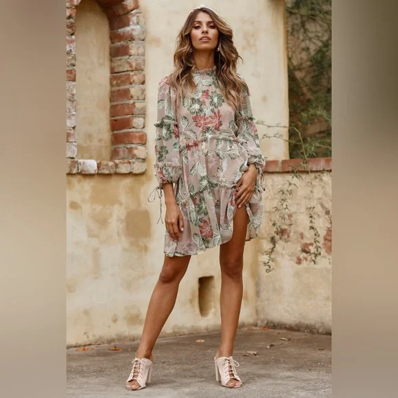 MAKE IT OBVIOUS DRESS MOCHA  Hello Molly mini dress size US 2 open back - Picture 4 of 13